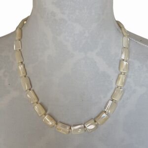 Vintage Mother of Pearl Beaded Necklace | Cream Shell Statement Jewelry